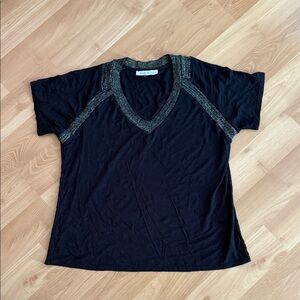 Black V-Neck Women's Blouse